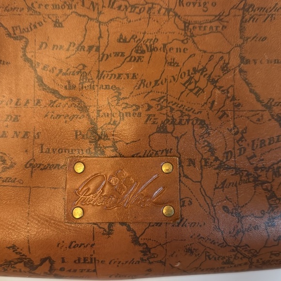 Patricia Nash Benvenuto Signature Map Print Brown Leather Tote Bag Purse - Picture 2 of 7